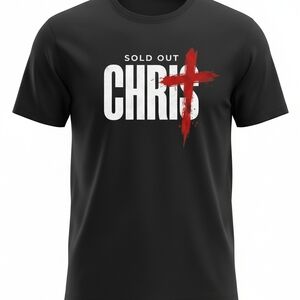 Gildan Black Tee with Red and White Graphic